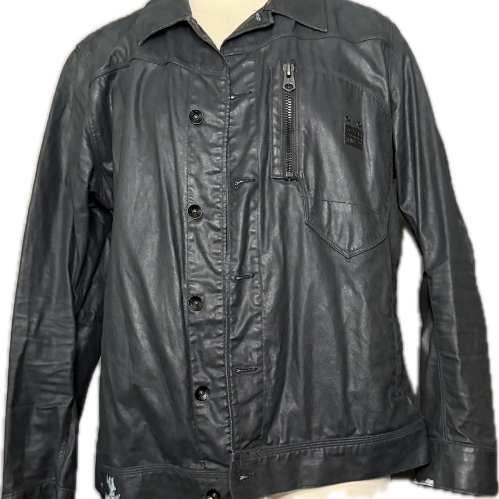 G-Star Men's Black Waxed Denim Jacket